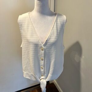 J Crew White Sleeveless V-Neck Top